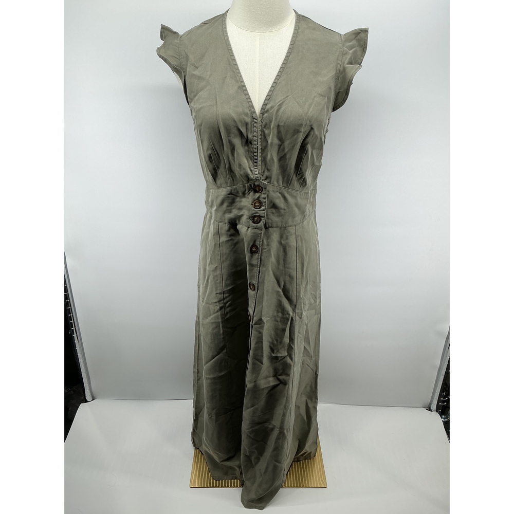 Vintage Wash Tencel Button Front Midi Dress